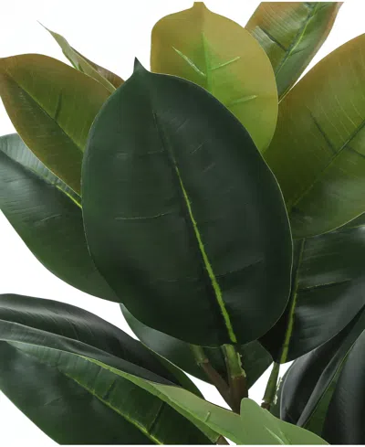 Monarch Specialties 40" Indoor Artificial Floor Rubber Tree With Black Pot In Green