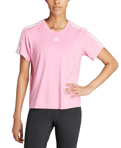 Shop Adidas Originals Women's Aeroready Train Essentials 3-stripes T-shirt In Bliss Pink,white