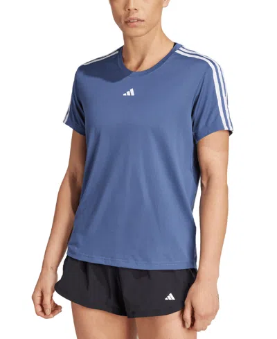 Shop Adidas Originals Women's Aeroready Train Essentials 3-stripes T-shirt In Preloved Ink,white