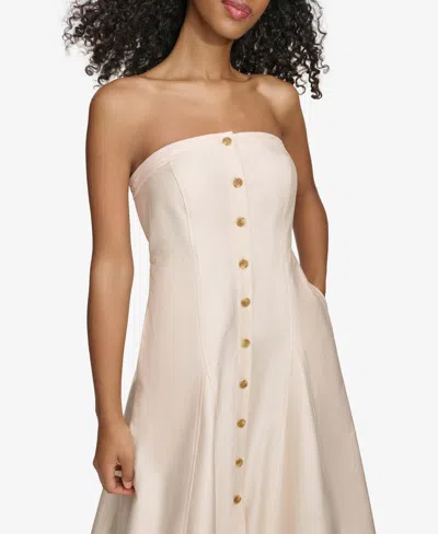 Shop Calvin Klein Women's Button-front Sleeveless Midi Dress In Vanilla Cream