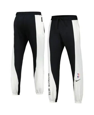 Shop Nike Men's  Black, White Brooklyn Nets 2023/24 Authentic Showtime Pants In Black,white