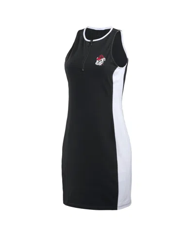 Wear By Erin Andrews Black Georgia Bulldogs Bodyframing Tank Dress In Black