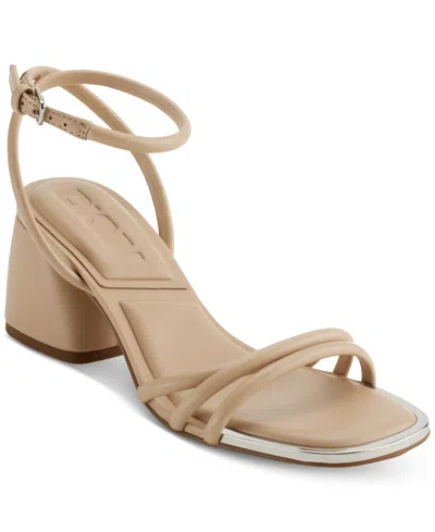 Shop Dkny Women's Trixie Ankle-strap Block-heel Sandals In Light Taupe