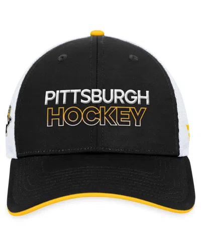 Shop Fanatics Men's  Black Pittsburgh Penguins Authentic Pro Rink Trucker Adjustable Hat