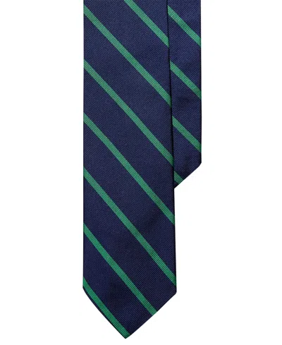 Shop Polo Ralph Lauren Men's Striped Silk Tie In Navy,green