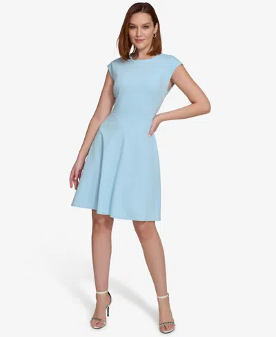 Shop Calvin Klein Women's Extended-shoulder Jewel-neck Dress In Breeze