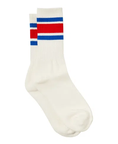 Shop Cotton On Men's Essential Socks In Vintage White,royal Blue,red Triple St