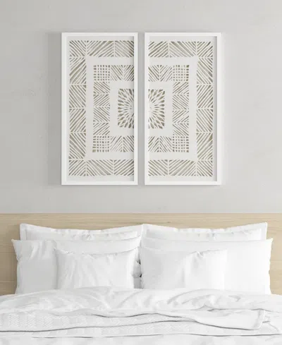Madison Park Tala Framed Geometric Rice Paper Panel 2-pc. Shadowbox Wall Decor Set In Natural
