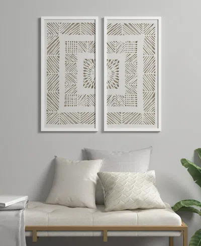 Madison Park Tala Framed Geometric Rice Paper Panel 2-pc. Shadowbox Wall Decor Set In Natural