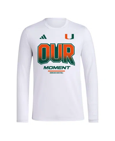 Shop Adidas Originals Men's And Women's Adidas White Miami Hurricanes 2024 On-court Bench Our Moment Long Sleeve T-shirt