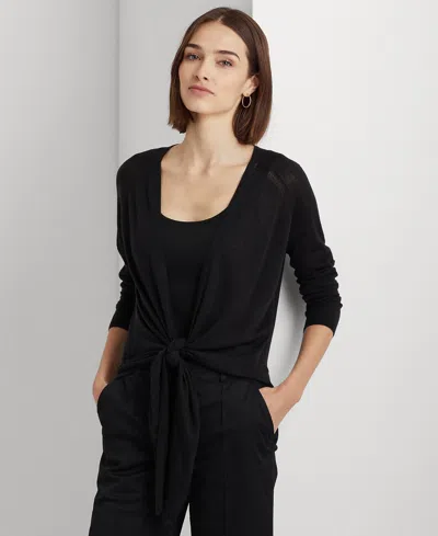 Shop Lauren Ralph Lauren Linen-blend Sweater In Polo Black