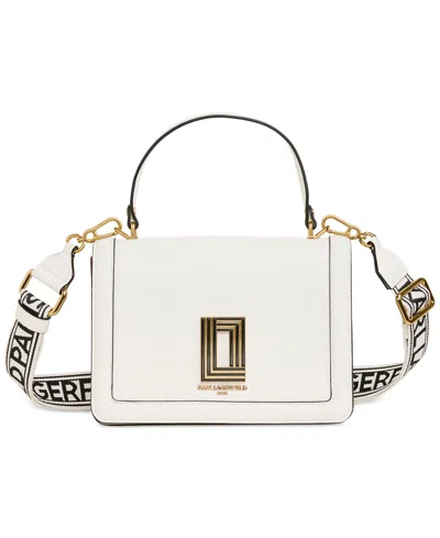 Shop Karl Lagerfeld Simone Small Leather Crossbody In Winter Whi