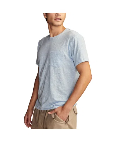 Shop Lucky Brand Men's Linen Short Sleeve Pocket Crew Neck Tee Shirt In Blue Depths