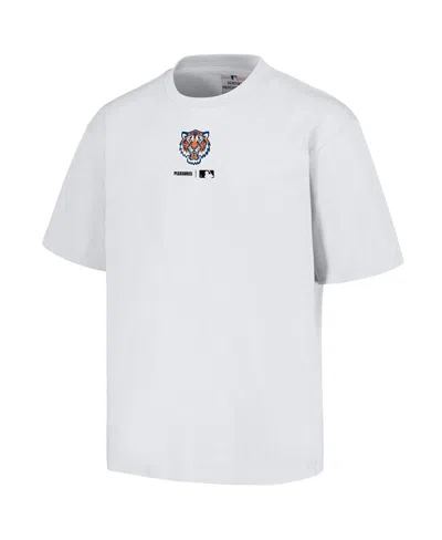 Shop Pleasures Men's  White Detroit Tigers Mascot T-shirt