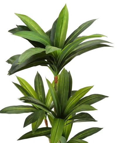 Monarch Specialties 51" Indoor Artificial Floor Dracaena Tree With Black Pot In Green