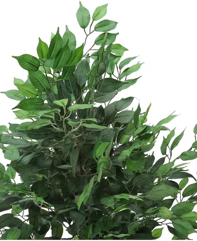 Monarch Specialties 58" Indoor Artificial Floor Ficus Tree With Black Pot In Green