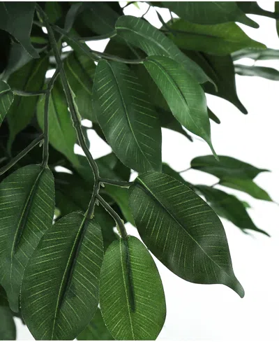 Monarch Specialties 58" Indoor Artificial Floor Ficus Tree With Black Pot In Green