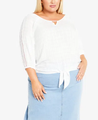 Shop Avenue Plus Size Celia Tie Top In White