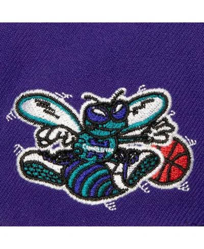 Shop Mitchell & Ness Men's  White, Purple Charlotte Hornets Retro Sport Color Block Script Snapback Hat In White,purple