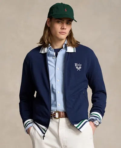 Shop Polo Ralph Lauren Men's Cotton Full-zip Jacket In Newport Navy Multi
