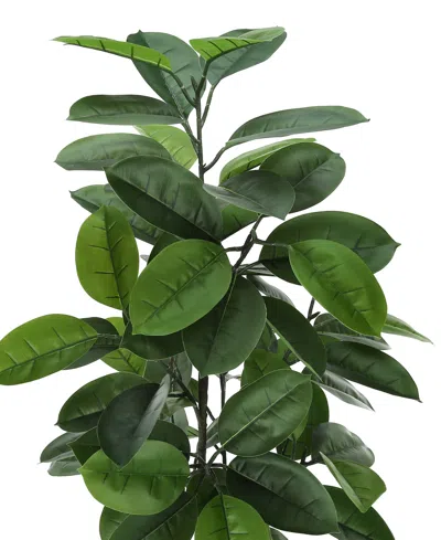 Monarch Specialties 52" Indoor Artificial Floor Rubber Tree With Black Pot In Green