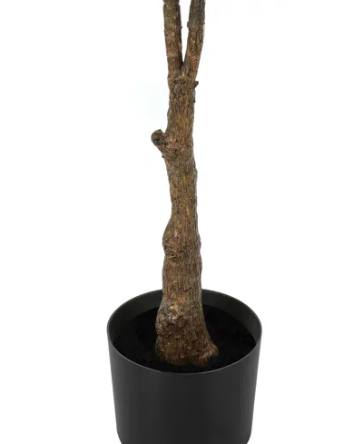Monarch Specialties 52" Indoor Artificial Floor Rubber Tree With Black Pot In Green