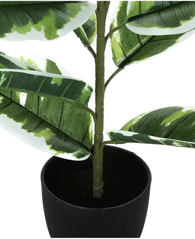 Shop Monarch Specialties 27" Indoor Artificial Rubber Plant With Decorative Black Pot In Green
