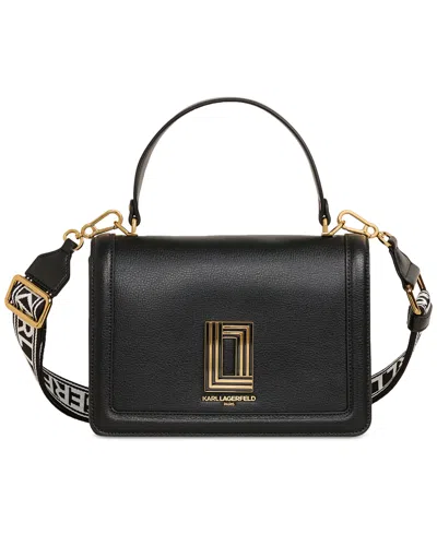 Shop Karl Lagerfeld Simone Small Leather Crossbody In Black