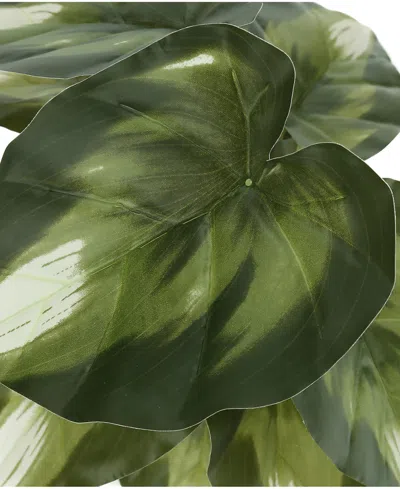 Monarch Specialties 13" Indoor Artificial Monstera Calthea Plants With Decorative Black Pots, Set Of 2 In Green