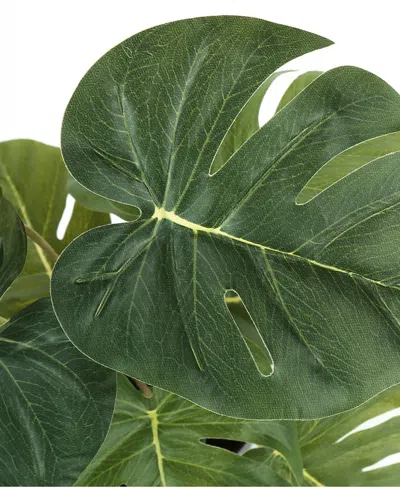 Monarch Specialties 13" Indoor Artificial Monstera Calthea Plants With Decorative Black Pots, Set Of 2 In Green