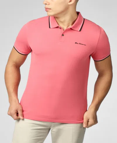 Shop Ben Sherman Men's Signature Short Sleeve Polo Shirt In Dark Pink