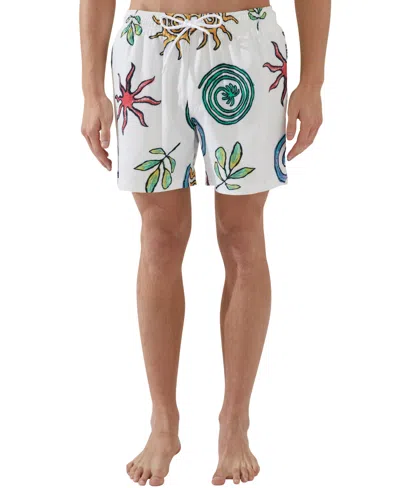Shop Cotton On Men's Stretch Swim Shorts In White Paradiso Print