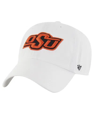 Shop 47 Brand Men's ' White Distressed Oklahoma State Cowboys Vintage-like Clean Up Adjustable Hat
