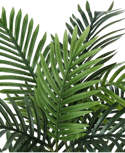 Monarch Specialties 24" Indoor Artificial Floor Palm Plant With Decorative Beige Woven Basket In Green