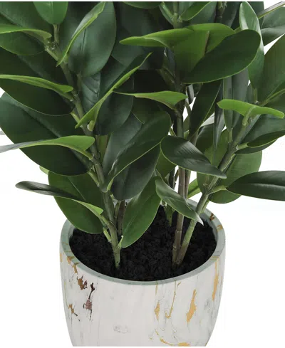 Monarch Specialties 31" Indoor Artificial Floor Garcinia Tree With Decorative White Cement Pot In Green