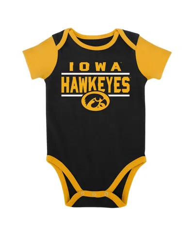 Shop Outerstuff Baby Boys And Girls Black Iowa Hawkeyes Home Field Advantage Three-piece Bodysuit, Bib And Booties S