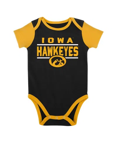 Outerstuff Baby Boys And Girls Black Iowa Hawkeyes Home Field Advantage Three-piece Bodysuit, Bib And Booties S In Black