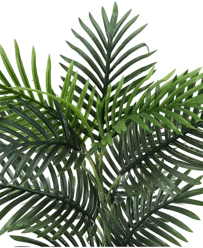 Monarch Specialties 28" Indoor Artificial Floor Palm Tree With Decorative White Pot In Green