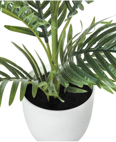 Monarch Specialties 28" Indoor Artificial Floor Palm Tree With Decorative White Pot In Green