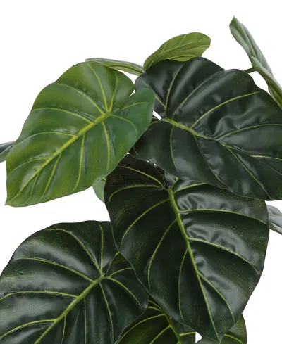 Monarch Specialties 24" Indoor Artificial Alocasia Plant With Decorative Black Pot In Green