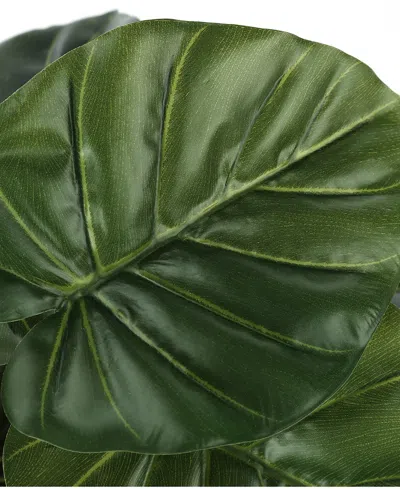 Monarch Specialties 24" Indoor Artificial Alocasia Plant With Decorative Black Pot In Green