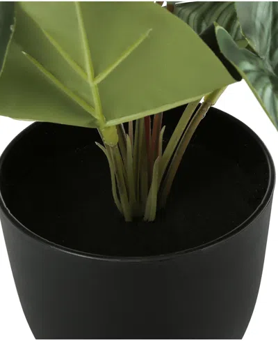 Monarch Specialties 13" Indoor Artificial Epipremnum Plants With Decorative Black Pots, Set Of 2 In Green