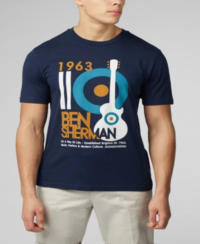 Shop Ben Sherman Men's Mod Guitar Poster Short Sleeve T-shirt In Dark Navy