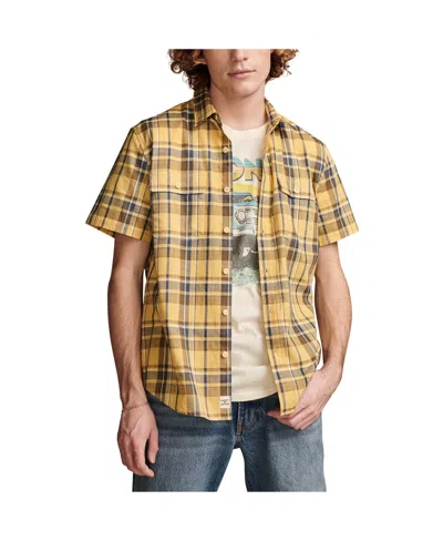 Shop Lucky Brand Men's Plaid Workwear Short Sleeve Shirt In Yellow Plaid