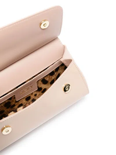 Shop Dolce & Gabbana Sicily Small Shiny Leather Handbag In Pink