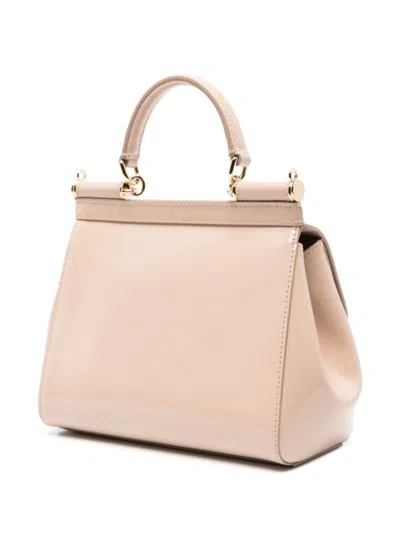 Shop Dolce & Gabbana Sicily Medium Shiny Leather Handbag In Pink