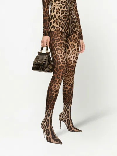 Dolce & Gabbana Leopard Print Sicily Tote In Animalier1