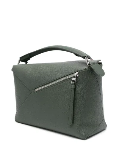 Shop Loewe Puzzle Edge Leather Handbag In Green