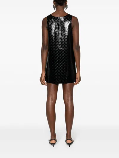 Shop Gucci Gg Leather Mini Dress In Black