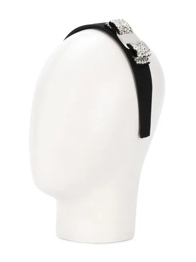 Shop Ferragamo Vara Sequined Bow Headband In Black